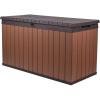 imageKeter Darwin 150 Gallon Resin Large Deck Box  Organization and Storage for Patio Furniture Outdoor Cushions Garden Tools Brown ampamp BlackDeck Box