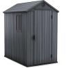 imageKeter Darwin 4x6 Feet Outdoor Storage Shed Graphite Gray  Lockable Resin Organizer Unit with Single Door Window and Skylight for Backyard Garden or Lawn Organization