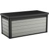 imageKeter Denali 150 Gallon Resin Large Deck Box with Double Wall 20mm Panels  Paintable and DrillableOrganization and Storage for Patio Furniture and Outdoor Items Grey ampamp Black