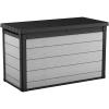 imageKeter Denali 200 Gallon Resin Large Deck Box with Double Wall 20mm Panels  Paintable and DrillableOrganization and Storage for Patio Furniture and Outdoor Items Grey ampamp Black200 Gallons