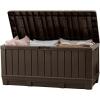 imageKeter Kentwood 92 Gallon Resin Deck BoxOrganization and Storage for Patio Furniture Outdoor Cushions Throw Pillows Garden Tools and Pool Floats Dark GreyBrown