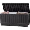 imageKeter Kentwood 92 Gallon Resin Deck BoxOrganization and Storage for Patio Furniture Outdoor Cushions Throw Pillows Garden Tools and Pool Floats Dark GreyDark Grey