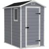 imageKeter Manor 4x6 Resin Outdoor Storage Shed KitPerfect to Store Patio Furniture Garden Tools Bike Accessories Beach Chairs and Lawn Mower Grey ampamp White