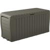 imageKeter Marvel Plus 71 Gallon Resin Deck BoxOrganization and Storage for Patio Furniture Outdoor Cushions Throw Pillows Garden Tools and Pool Toys Dark GreyMossy Brown