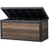 imageKeter Signature Collection 150 Gallon Resin Deck Box Organization and Storage Box for Patio Outdoor Cushions Throw Pillows Garden Tools and Pool Supplies AshwoodWalnut