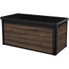 imageKeter Signature Collection 150 Gallon Resin Deck Box Organization and Storage Box for Patio Outdoor Cushions Throw Pillows Garden Tools and Pool Supplies AshwoodRosewood