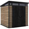 imageKeter Signature Collection 7x7 Ft AllWeather Storage Shed with Skylight Window Builtin Ventilation Customizable Walls ampamp Lockable Double Doors Ashwood