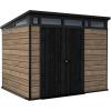 imageKeter Signature Collection 9x7 Ft AllWeather Storage Shed with Skylight Window Builtin Ventilation Customizable Walls ampamp Lockable Double Doors Ashwood