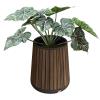 imageKeter Signature Conic 285 Inch Tall Round Large Wood Look Planter for Indoor or Outdoor Flower Pot Ideal for Patio Deck and Front Porch Decor RosewoodConic
