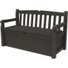 imageKeter Solana 70 Gallon Storage Bench Deck Box for Patio Storage Front Porch Decor and Outdoor Seating  Perfect to Store Garden Tools and Pool Floats GraphiteBrown