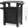 imageKeter Unity Small 40 Gallon Grill Prep Table and Storage Cart Grey  BBQ Station with Wheels and Stainless Steel Top Portable Serving Stand for Patio Deck and Backyard