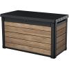 imageKeter Walnut 100 Gallon Resin Deck BoxOrganization and Storage for Patio Furniture Outdoor Cushions Throw Pillows Garden Tools and Pool ToysAshwood
