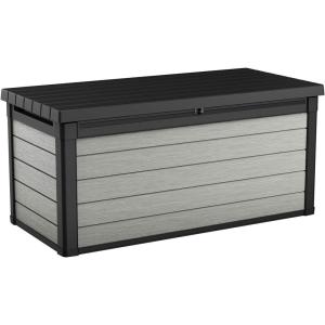 imageKeter Denali 150 Gallon Resin Large Deck Box with Double Wall 20mm Panels  Paintable and DrillableOrganization and Storage for Patio Furniture and Outdoor Items Grey ampamp Black