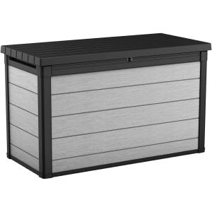 imageKeter Denali 200 Gallon Resin Large Deck Box with Double Wall 20mm Panels  Paintable and DrillableOrganization and Storage for Patio Furniture and Outdoor Items Grey ampamp Black200 Gallons