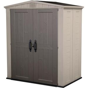 imageKeter Factor 6x3 Outdoor Storage Shed KitPerfect to Store Patio Furniture Garden Tools Bike Accessories Beach Chairs and Push Lawn Mower Taupe ampamp Brown6x3