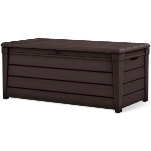 imageKeter Outdoor Storage Deck Box for Patio Backyard ampamp Garden Brightwood 120 Gal Brown  Lockable Organizing and Waterproof Plastic Container Bench