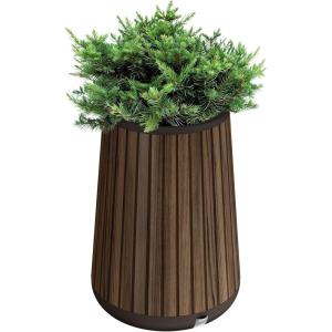 imageKeter Signature Conic 285 Inch Tall Round Large Wood Look Planter for Indoor or Outdoor Flower Pot Ideal for Patio Deck and Front Porch Decor RosewoodConic Tall