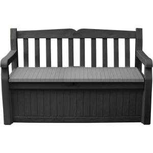 imageKeter Solana 70 Gallon Storage Bench Deck Box for Patio Storage Front Porch Decor and Outdoor Seating  Perfect to Store Garden Tools and Pool Floats GraphiteGraphite