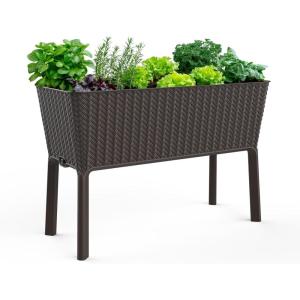 imageKeter Splendor 317 Gallon Raised Garden Bed with Self Watering Planter Box and Drainage PlugPerfect for Growing Fresh Vegetables Flowers and Herbs BrownBrown