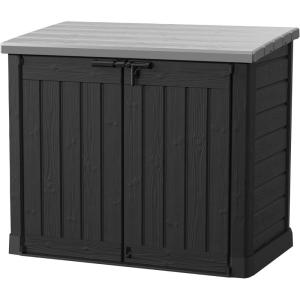 imageKeter StoreItOut Prime 43 x 37 ft Outdoor Resin Storage Shed with Easy Lift Hinges Perfect for Yard Tools Pool Floats and Garden Accessories BlackBlack
